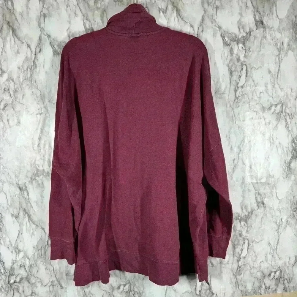 Victoria's Secret PINK Women's Turtleneck Oversized Pullover Tunic Burgundy L